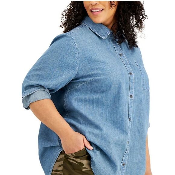 Style & Co Plus Size Button-Front Top 12529841 - Picture 1 of 3